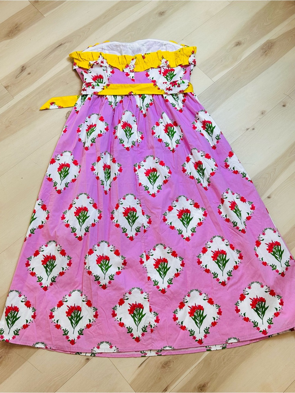 SugarLips Maia Floral Strapless Ruffle Midi Dress Sz XL Square neck Ruffles - Picture 11 of 15